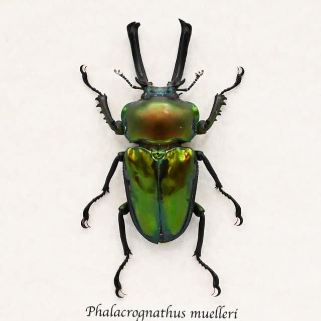 Rare large Rainbow Stag beetle framed taxidermy - Phalacrognathus muelleri - 2