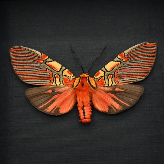 Rare red Erebid moth framed taxidermy - Anaxita constricta